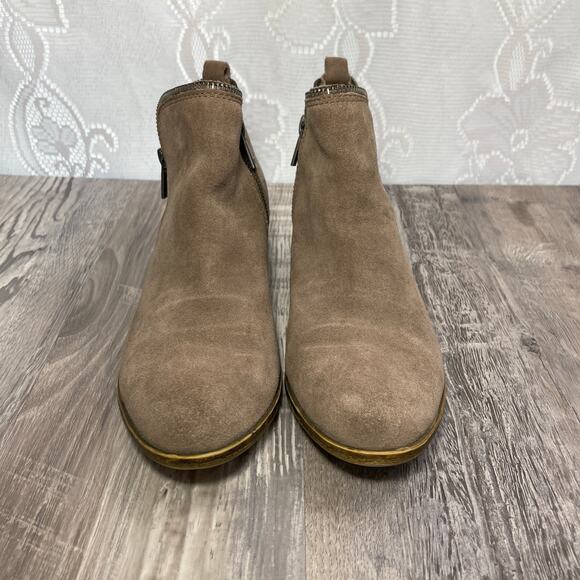 Lucky Brand Bootie Suede 8.5 M Bartalino Boots 8 1/2 Brindle Taupe Brown Gray - Picture 6 of 16